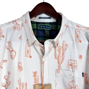 William Murray Tito's Golf Shirt Mens XL White Orange Cactus